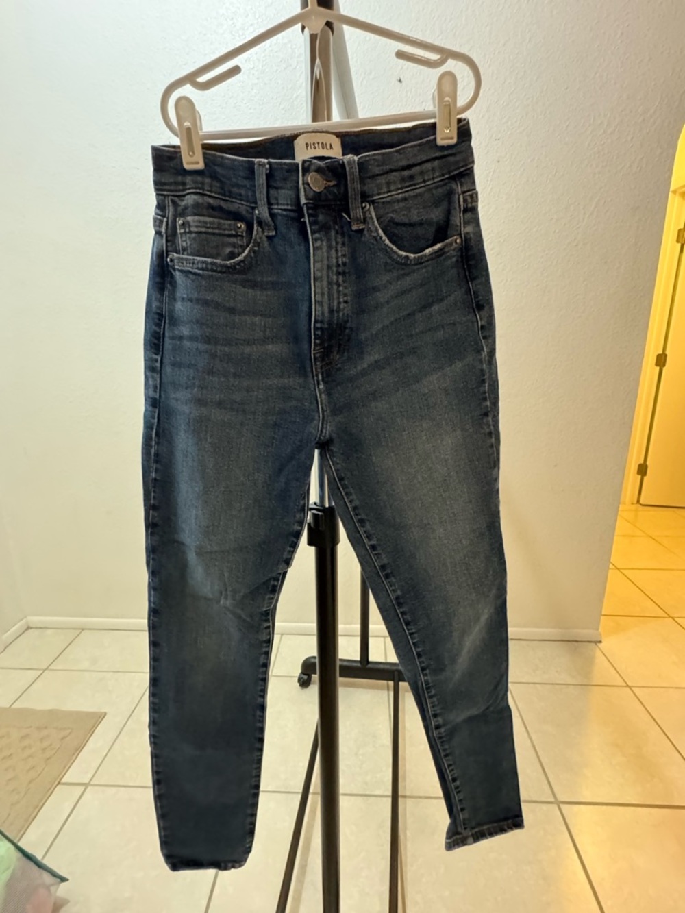 Pistola High-Rise Skinny Jeans in Washed Dark Blue